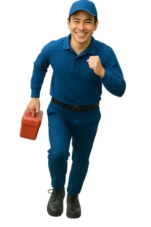 走るスタッフ